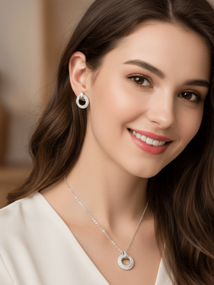 Elegant Round Crystal Jewelry Set - Zambeel