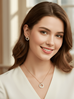 Elegant Round Crystal Jewelry Set - Zambeel