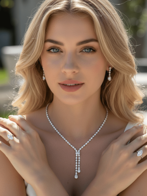 Elegant Teardrop Crystal Jewelry Set - Zambeel