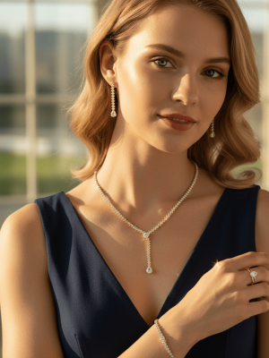 Elegant Teardrop Drop Jewelry Set - Zambeel