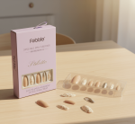 Febble - Nude Floral Gold Mix Press - On Nails (Original) - Zambeel