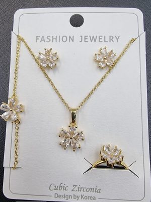 Floral Blossom Cubic Zirconia Jewelry Set - Zambeel