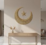 Gold Crescent Moon & Star Decorative Hanging Ornament - Zambeel