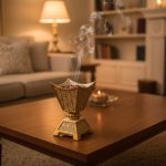 Gold Decorative Incense Burner with Cutwork Design - Zambeel