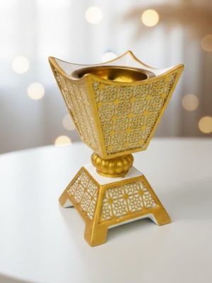 Gold Decorative Incense Burner with Cutwork Design - Zambeel