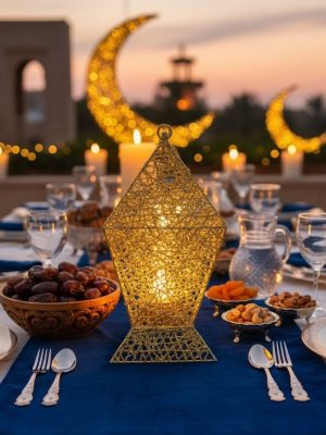 Gold Glitter Decorative Hanging Lantern - Zambeel