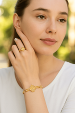 Gold - Plated Bracelet & Ring Set - Zambeel