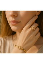 Gold - Plated Bracelet & Ring Set - Zambeel