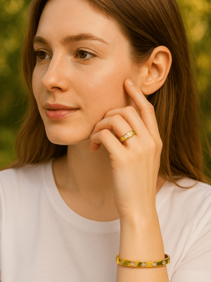 Gold - Plated Bracelet & Ring Set - Zambeel