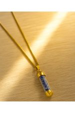 Gold - Tone Cylinder Stone Pendant Necklace - Zambeel