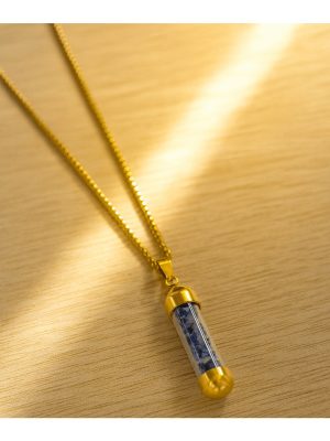 Gold - Tone Cylinder Stone Pendant Necklace - Zambeel