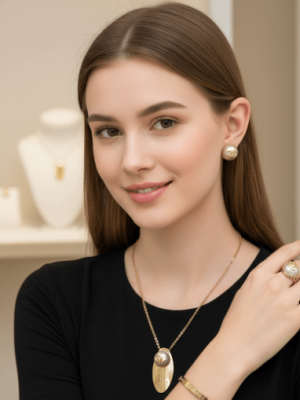 Golden Pearl Emblem Jewelry Set - Zambeel
