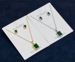 Green Rectangle Cubic Zirconia Set - Zambeel