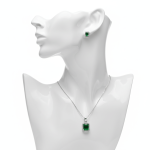 Green Rectangle Cubic Zirconia Set - Zambeel