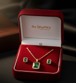 Green Rectangle Cubic Zirconia Set - Zambeel