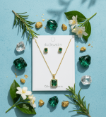 Green Rectangle Cubic Zirconia Set - Zambeel