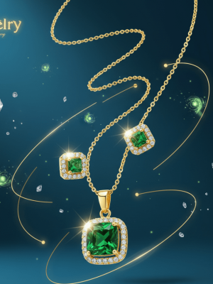 Green Square Cubic Zirconia Set - Zambeel