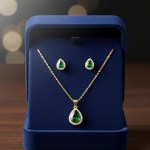 Green Teardrop Cubic Zirconia Set - Zambeel