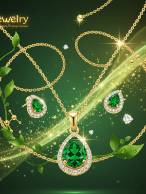 Green Teardrop Cubic Zirconia Set - Zambeel