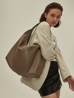 Khaki Autumn And Winter Soft Casual Large Capacity Zipper Tote Bag - Zambeel