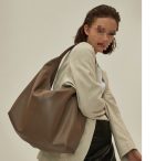Khaki Autumn And Winter Soft Casual Large Capacity Zipper Tote Bag - Zambeel