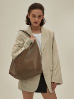 Khaki Autumn And Winter Soft Casual Large Capacity Zipper Tote Bag - Zambeel