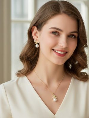 Leaf Clover & Pearl Jewelry Set - Zambeel