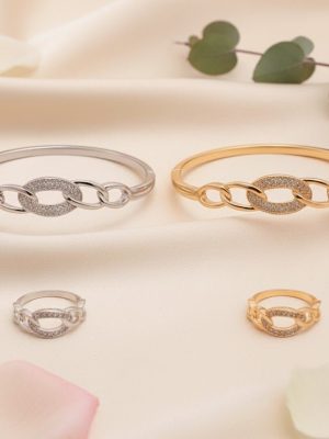 Linked Chain Luxury Bangle & Ring Set - Zambeel