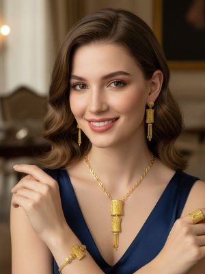 Luxe Regal Tassel Gold Jewelry Set - Zambeel