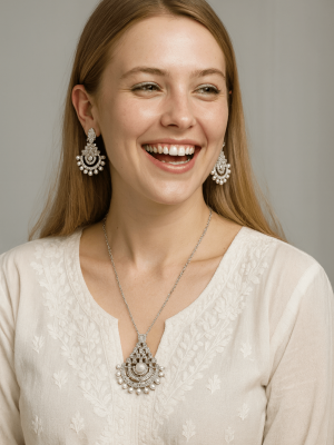 Majestic Pearl Fan Pendant Set - Zambeel