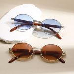 Metal Oval - Frame Sunglasses With A Wood - Grain Finish - Zambeel