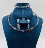 Multicolor Crystal Choker Jewelry Set - Zambeel