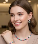 Multicolor Crystal Choker Jewelry Set - Zambeel