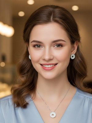 Open Halo Circle Pave Jewelry Set - Zambeel