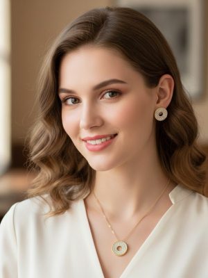 Open Halo Circle Pave Jewelry Set - Zambeel