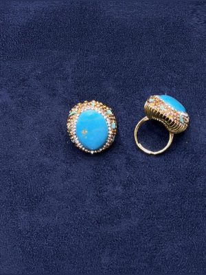 Oval Turquoise Statement Ring - Zambeel