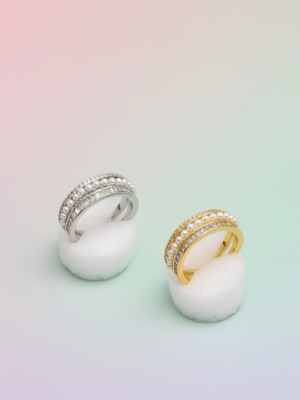 Pearl Crystal Band Ring - Zambeel