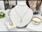 Pearl Drop Square Pendant Jewelry Set - Zambeel