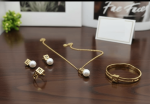 Pearl Drop Square Pendant Jewelry Set - Zambeel