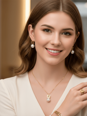 Pearl Drop Square Pendant Jewelry Set - Zambeel