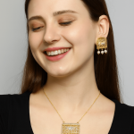 Rectangular Filigree Pearl Set - Zambeel