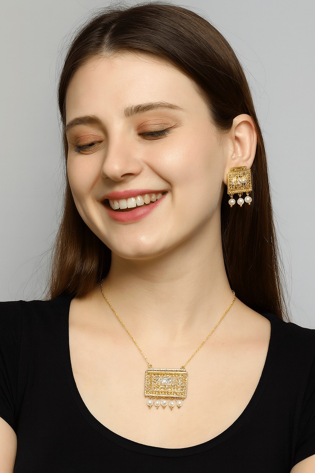rectangular-filigree-pearl-set-1243999 Rectangular Filigree Pearl Set - Zambeel
