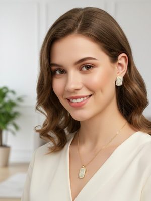 Rectangular Micro - Pave Crystal Jewelry Set - Zambeel