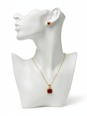Red Square Cubic Zirconia Set - Zambeel