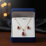 Red Teardrop Cubic Zirconia Set - Zambeel