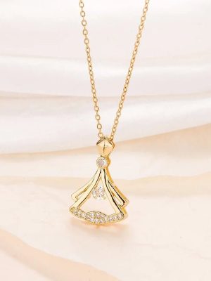 Rhinestone Decor Pendant Necklace - Zambeel