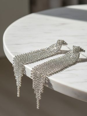 Royal Knot Crystal Tassel Earrings - Zambeel