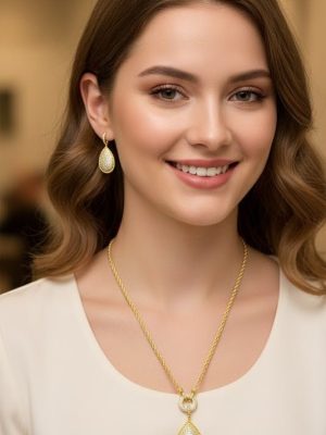 Royal Teardrop Pendant Necklace Set - Zambeel