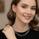 Silver Chain Emblem Jewelry Set - Zambeel