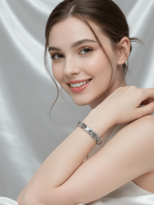 Silver Luxe Gemstone Bangle - Zambeel